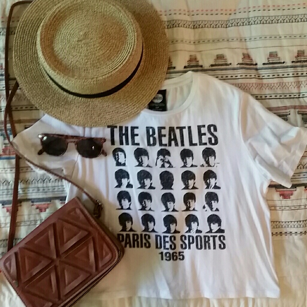 White Beatles crop top